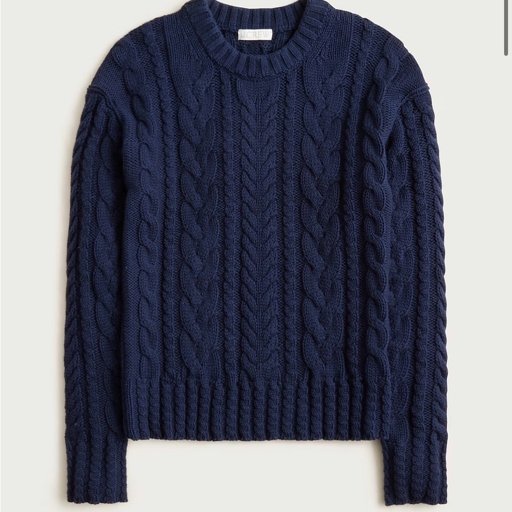 J. Crew Navy Cable-Knit Crewneck Sweater